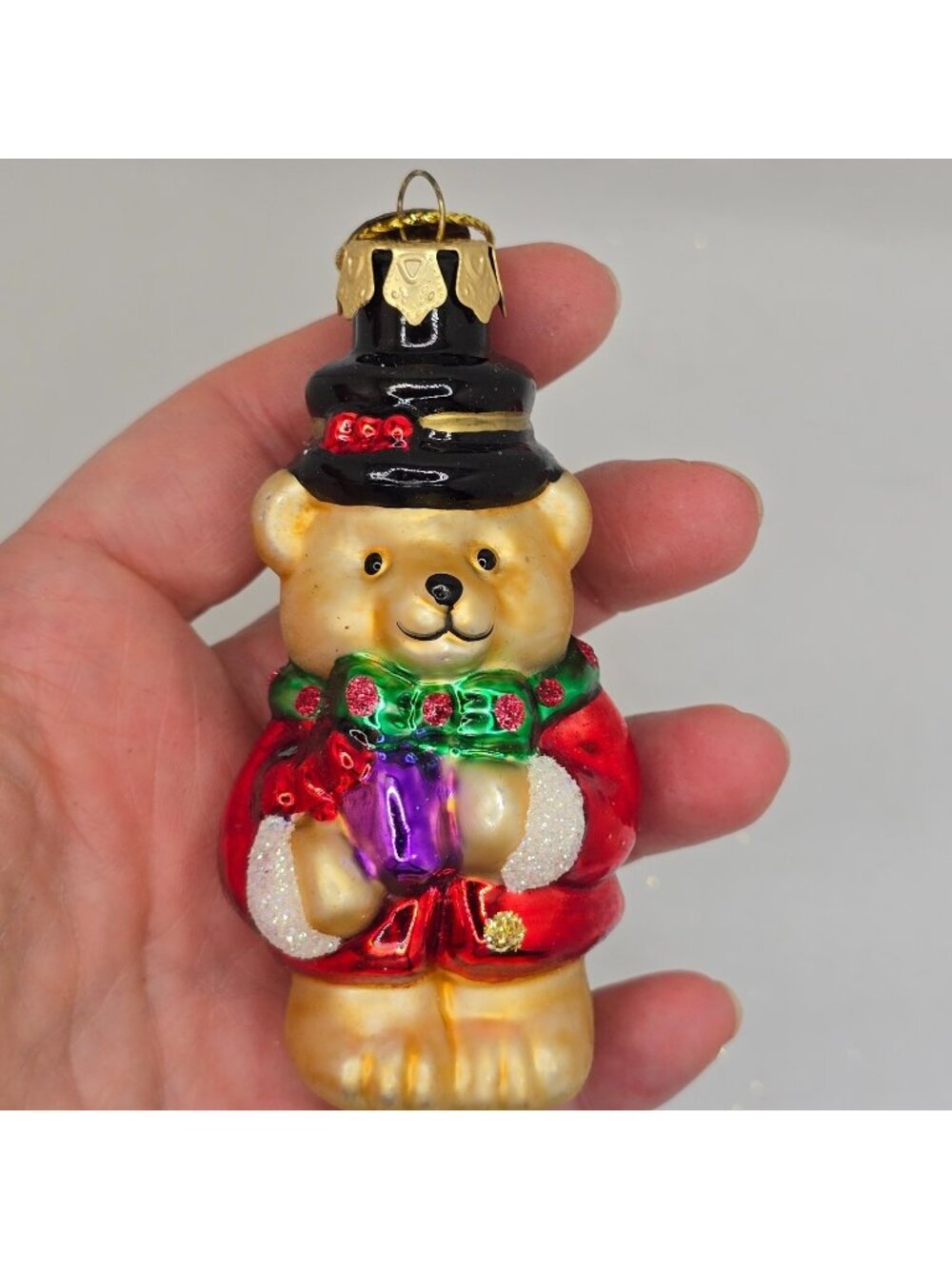 Christmas Ornament Glass Teddy Bear Thomas Pacconi Museum Series 2003 Holiday